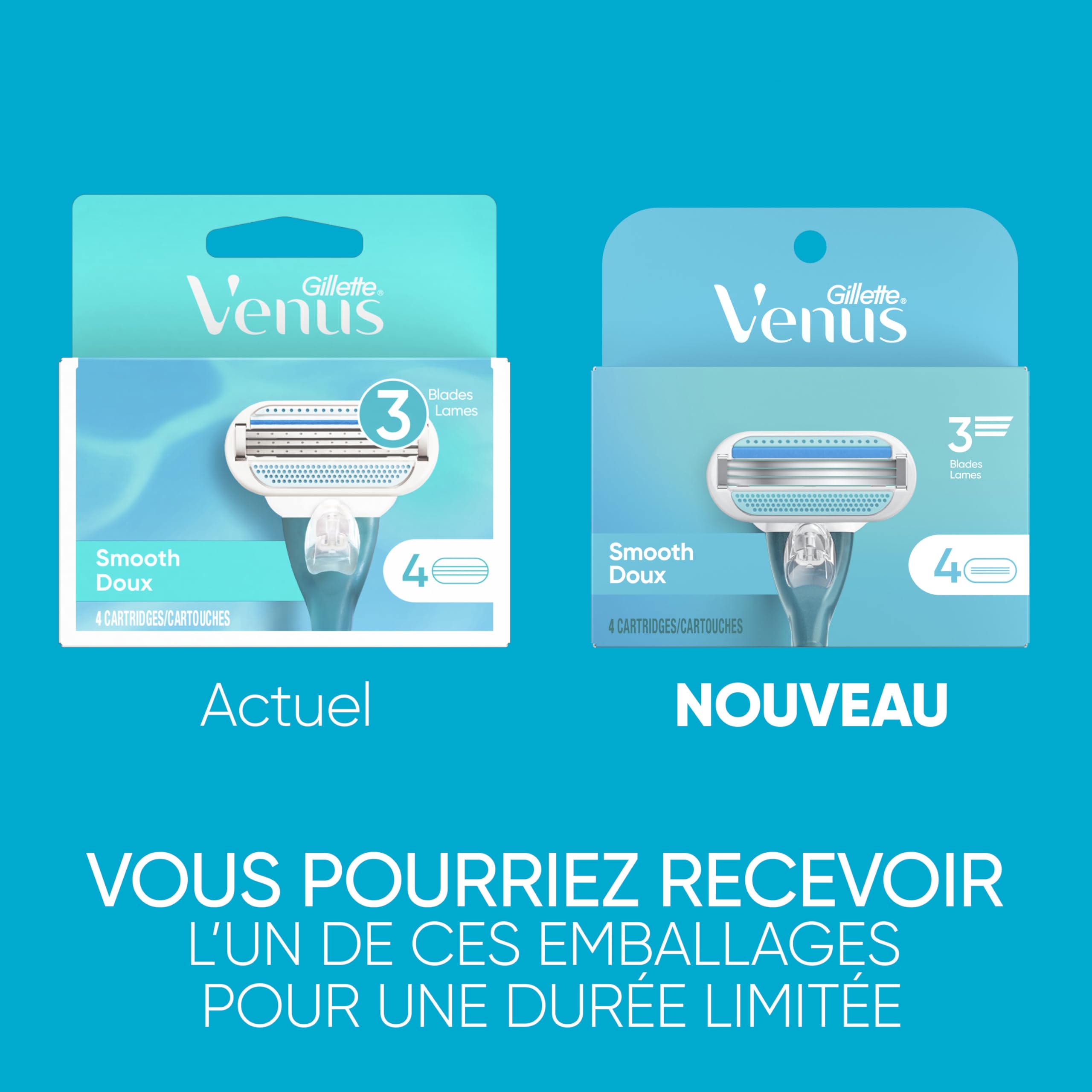 Gillette Venus packaging variety indicates multiple formats for retailers