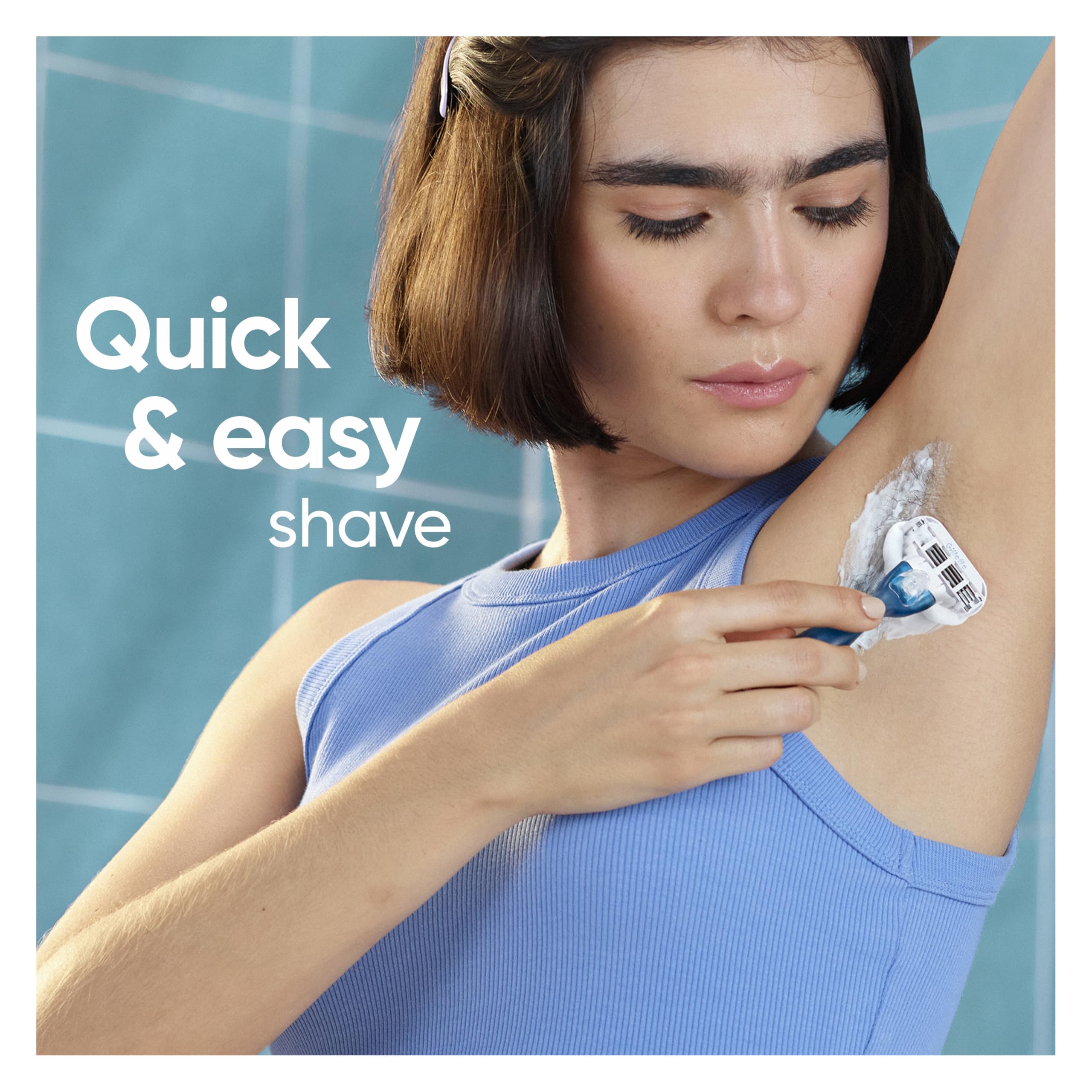 Gillette Venus pivoting head adapting to body contours during shaving.