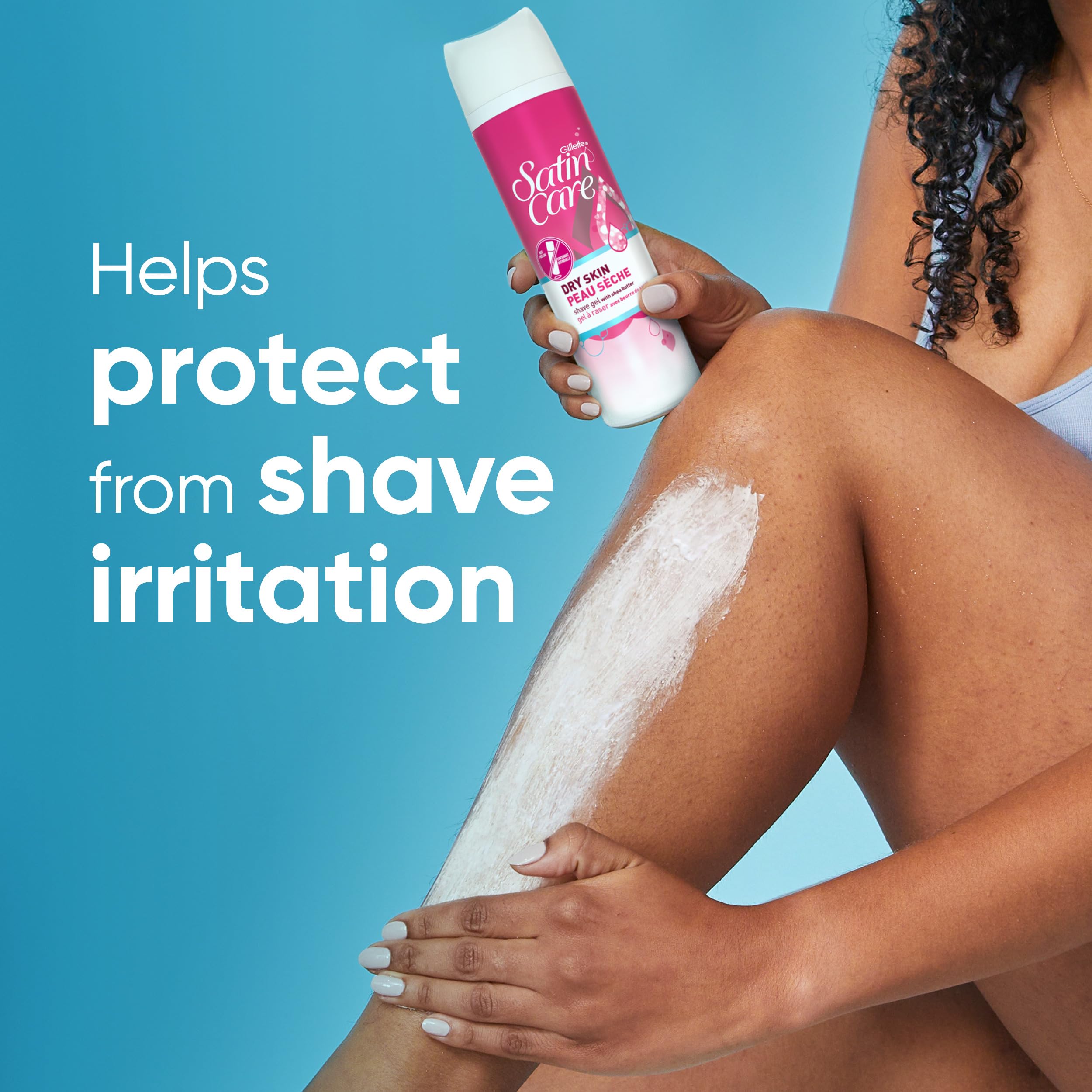 Satin Care Dry Skin gel lather shown creating rich foam on wet skin for smooth shave.