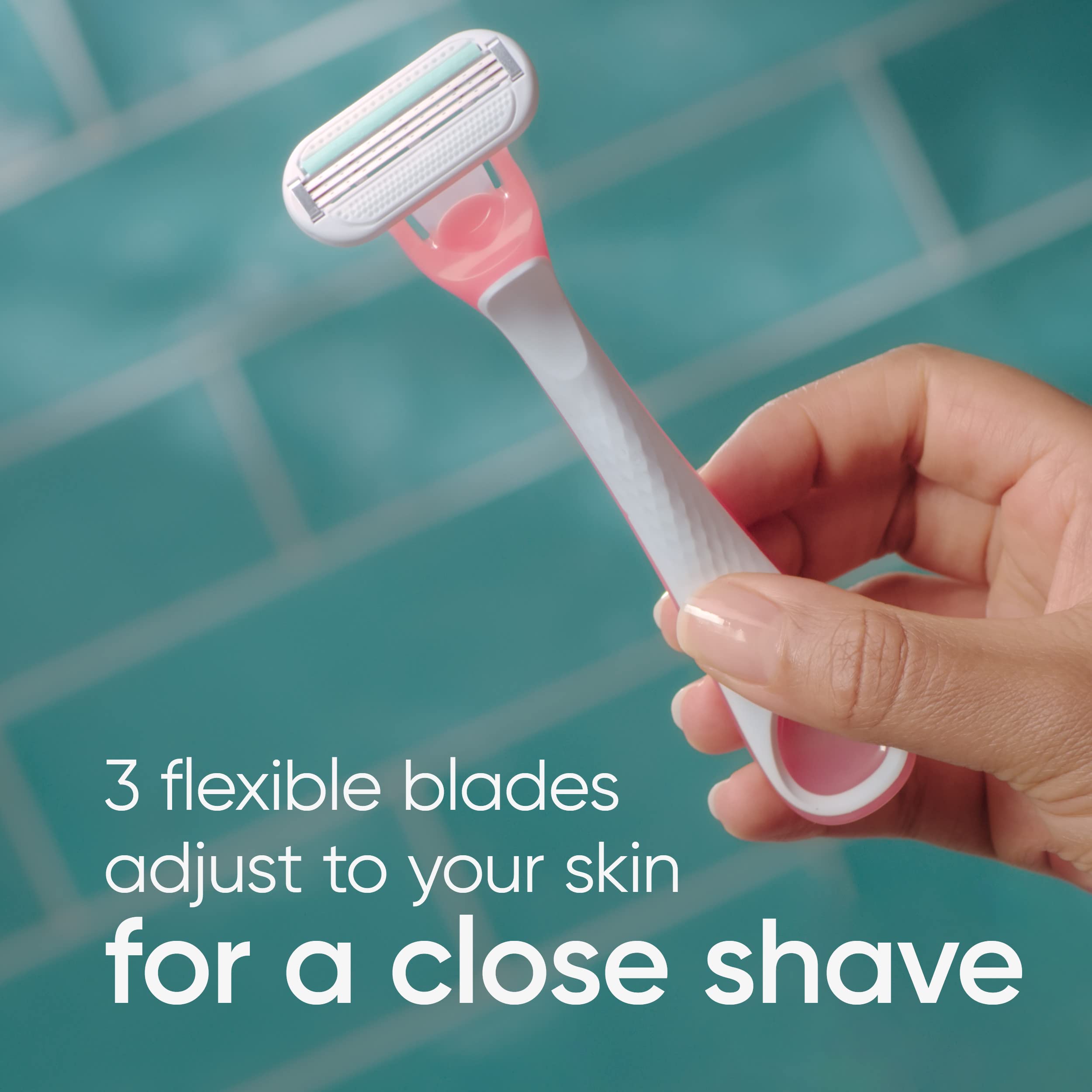 Close-up of a Gillette Venus razor blade cluster highlighting smooth glide