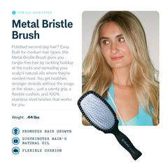 GIMME Beauty Metal Bristle Brush ergonomic handle held in hand for comfortable styling