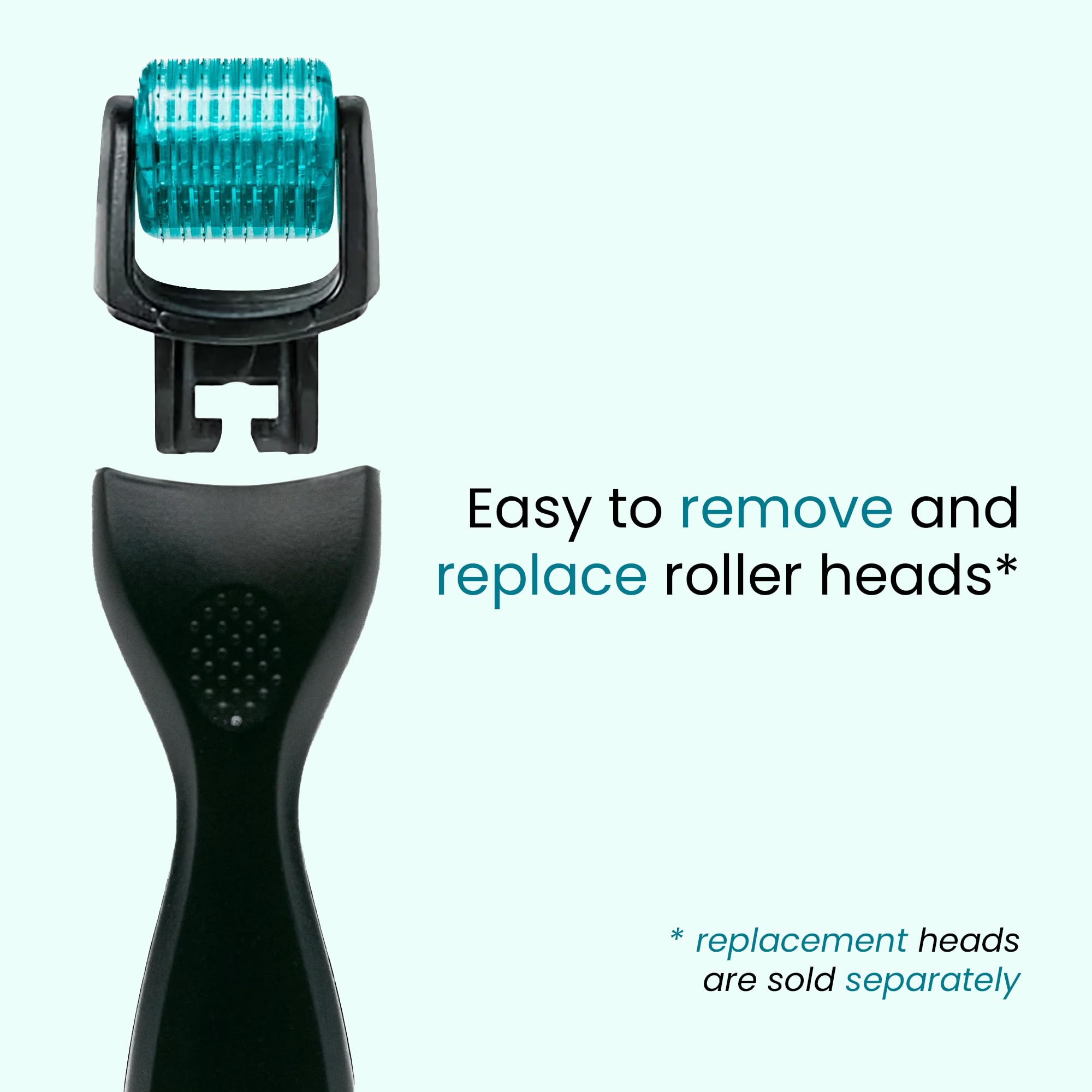 Gin Amber Beauty derma roller on beard area for grooming.