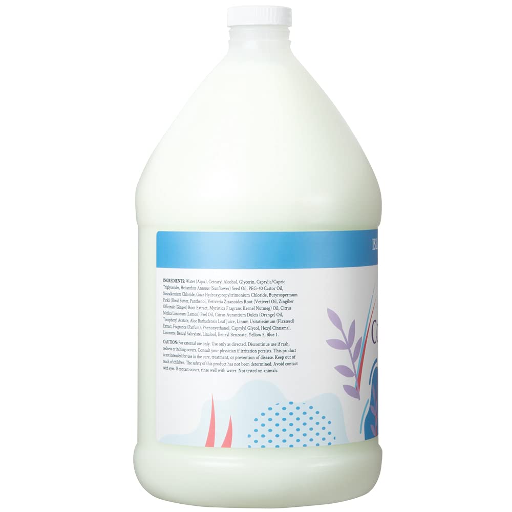 Ginger Lily Farms label on gallon refill emphasizes eco-friendly packaging and refill convenience.