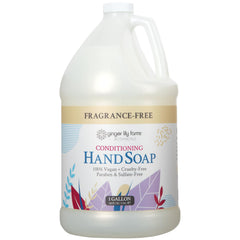 Ginger Lily Farms Botanicals hand soap refill 1gal in a dispenser for convenient refills.