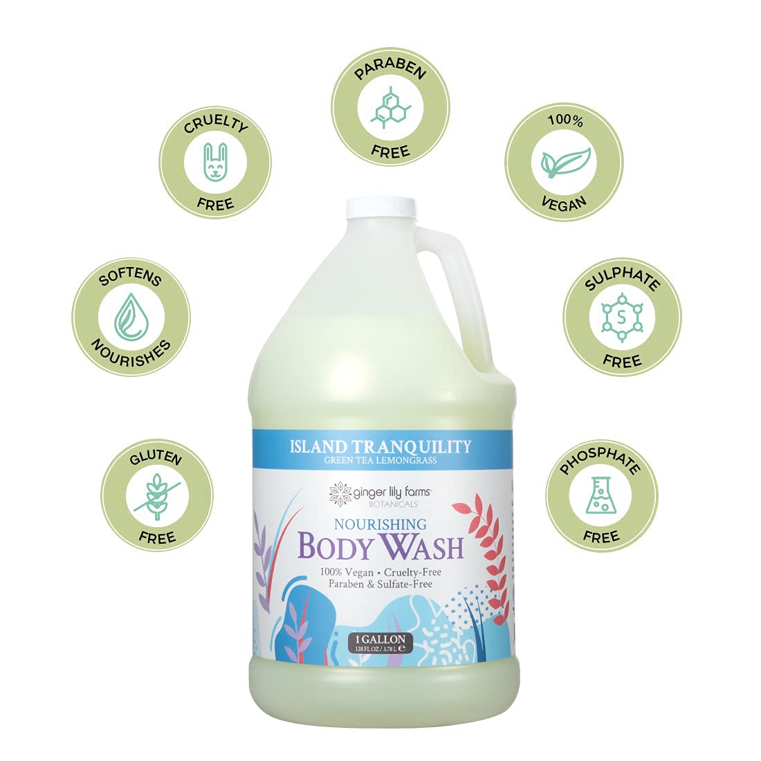 Creamy lather close-up of Ginger Lily Farms Island Tranquility botanicals wash