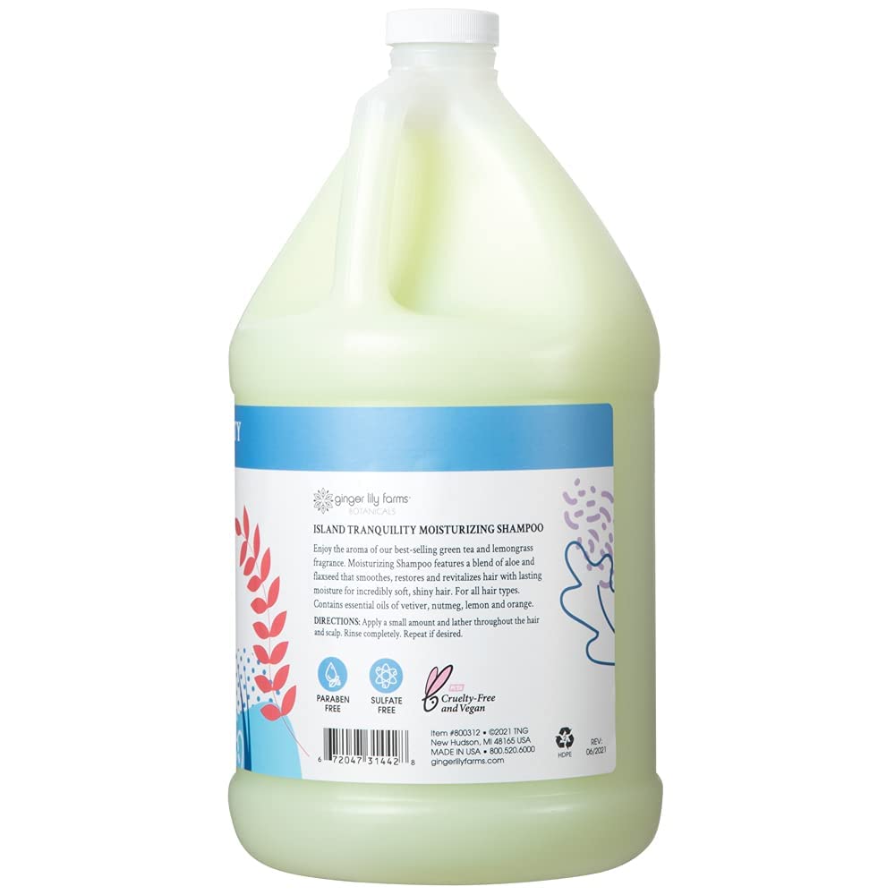 Ginger Lily Farms Botanicals Island Tranquility shampoo lather demonstrates deep hydration throughout hair.