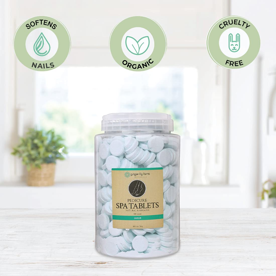 Ginger Lily Farms Botanicals moisturize feet with organic jojoba oil for softer skin.