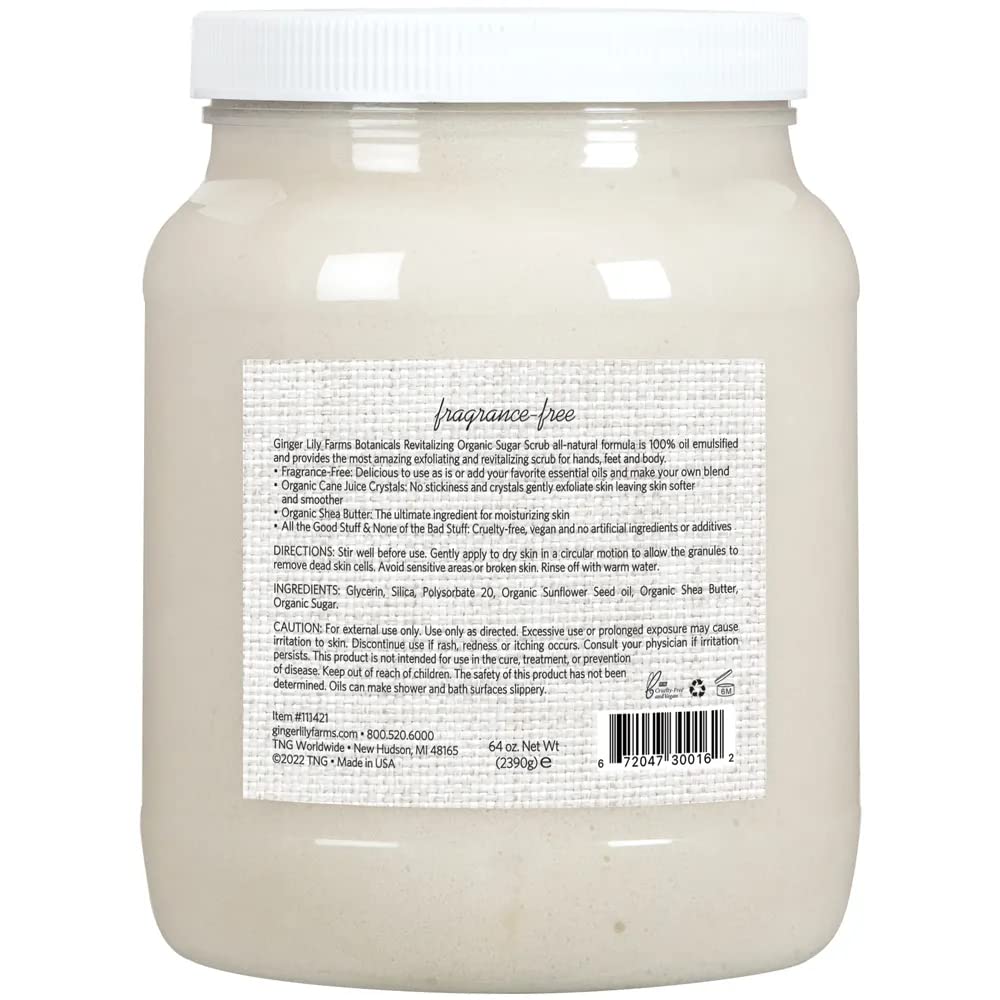 Ginger Lily Farms Botanicals organic sugar scrub crystals close-up demonstrates gentle exfoliation