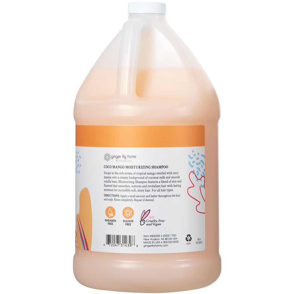 Ginger Lily Farms Botanicals Coco Mango lather highlights deep moisture for all hair types.