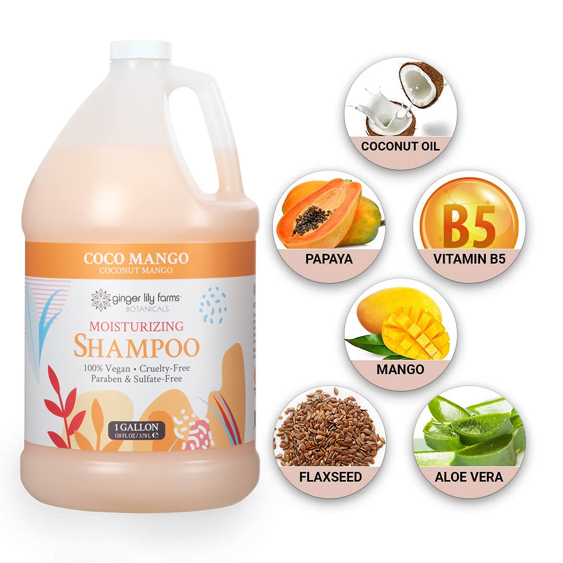 Ginger Lily Farms Botanicals gallon refill showcases eco-friendly bulk packaging.