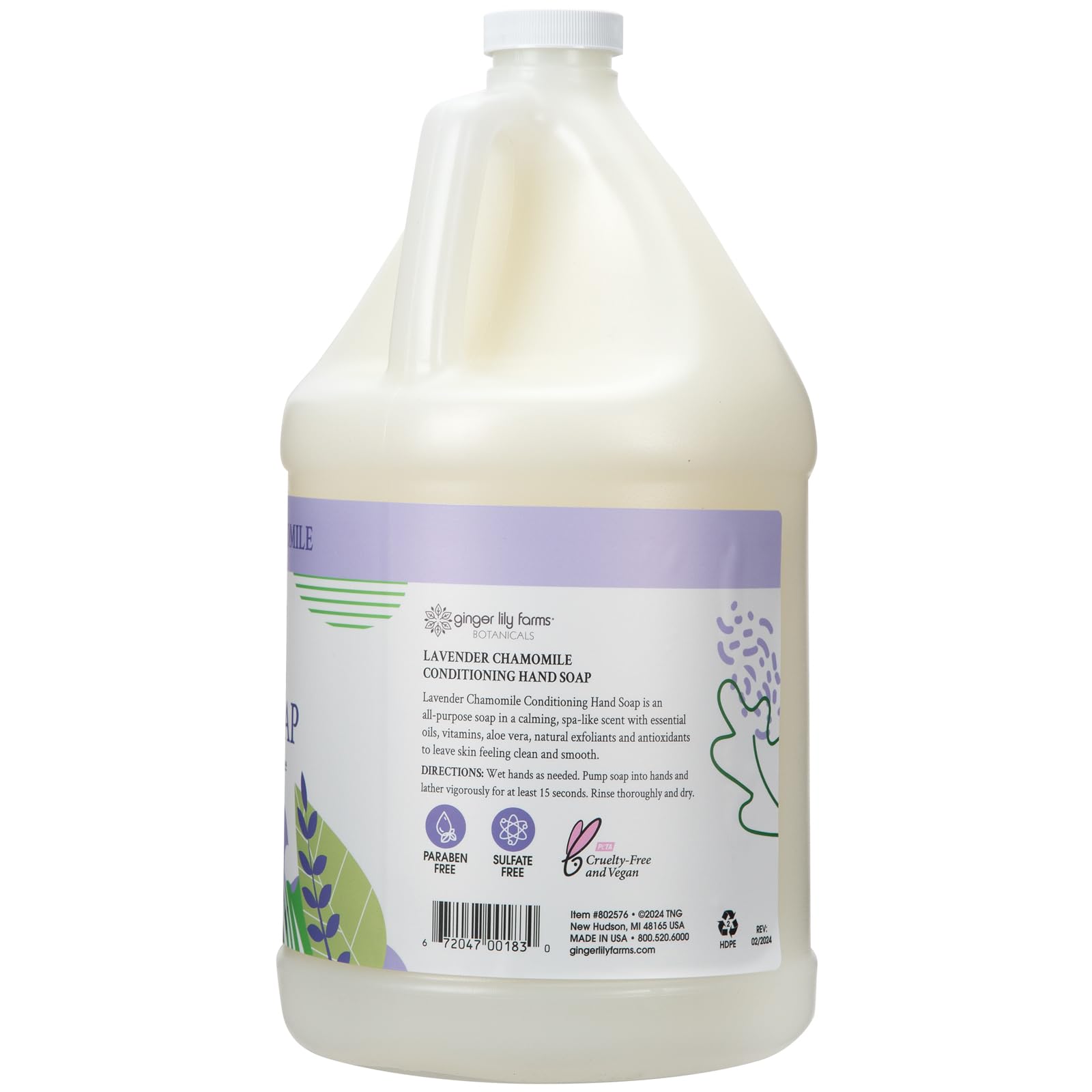 Ginger Lily Farms Botanicals hand soap lather close-up highlighting creamy texture.