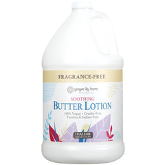 Ginger Lily Farms Botanicals Soothing Butter Lotion pump demonstrates quick absorption and silky hydration
