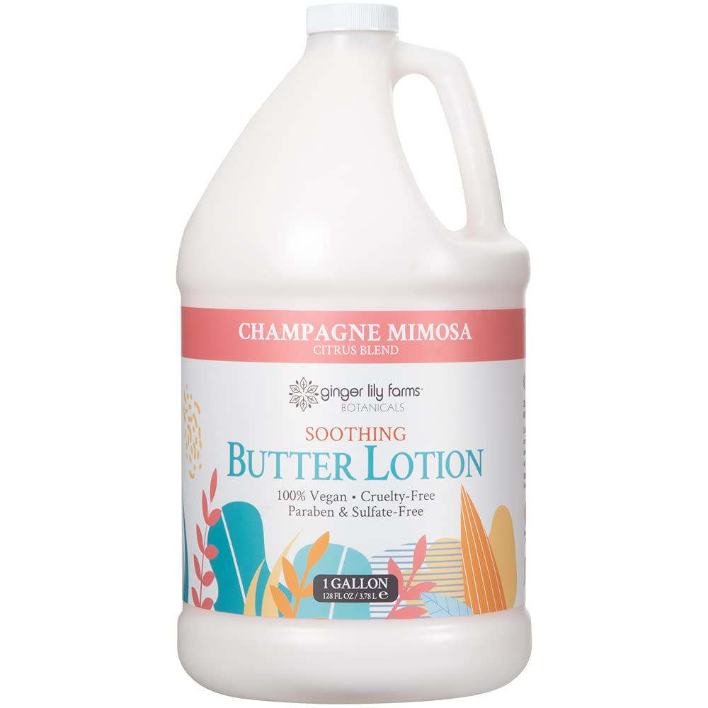 Ginger Lily Farms Botanicals soothing butter lotion refill gallon label for easy restocking