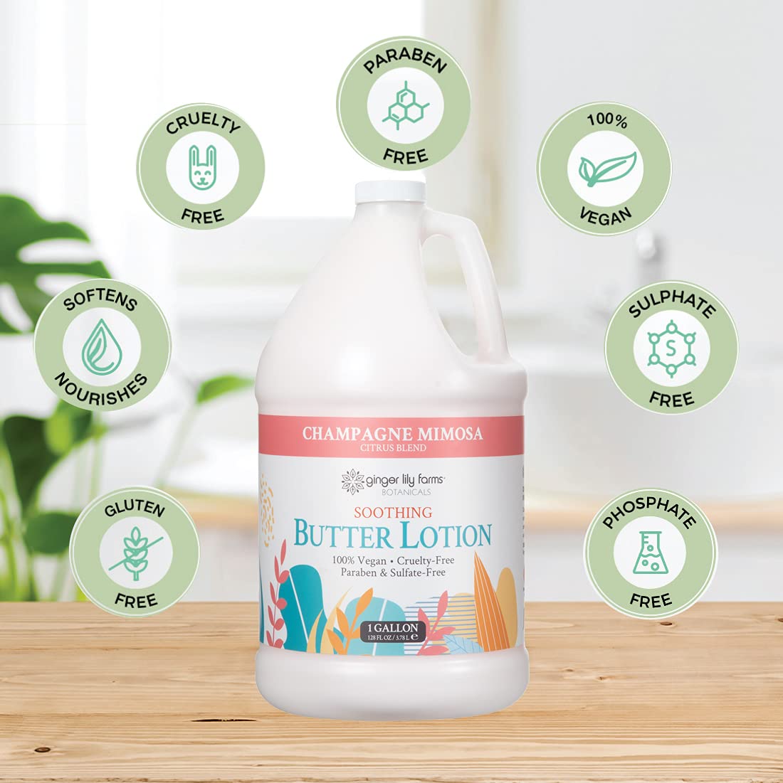 Ginger Lily Farms Botanicals soothing butter lotion spa setting with citrus scent