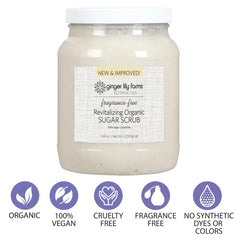 Ginger Lily Farms Botanicals unscented sugar scrub bottle ideal for sensitive skin