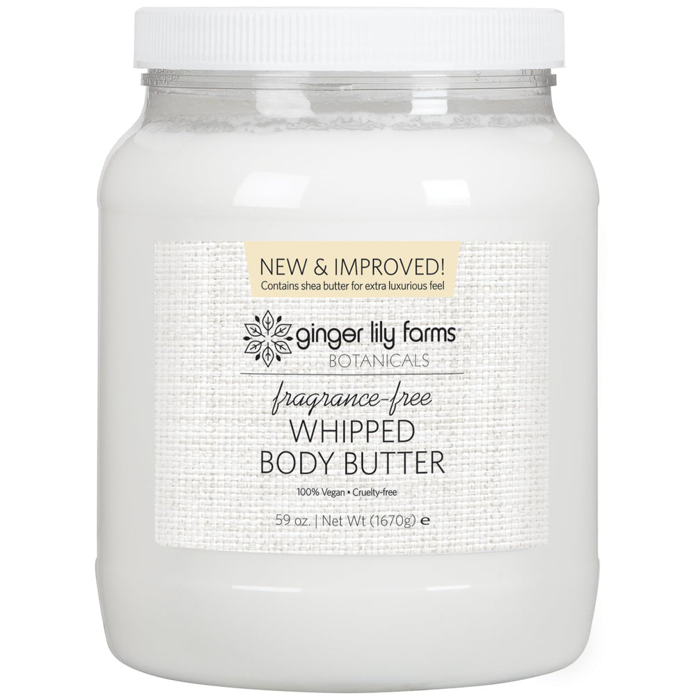 Ginger Lily Farms Botanicals whipped body butter jar closeup showing deep hydration