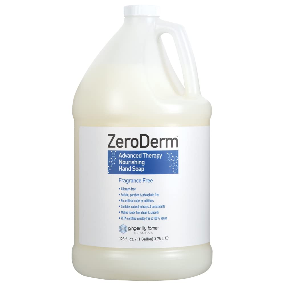 Ginger Lily Farms ZeroDerm refill gallon for office or home dispensers, eco-friendly convenience.
