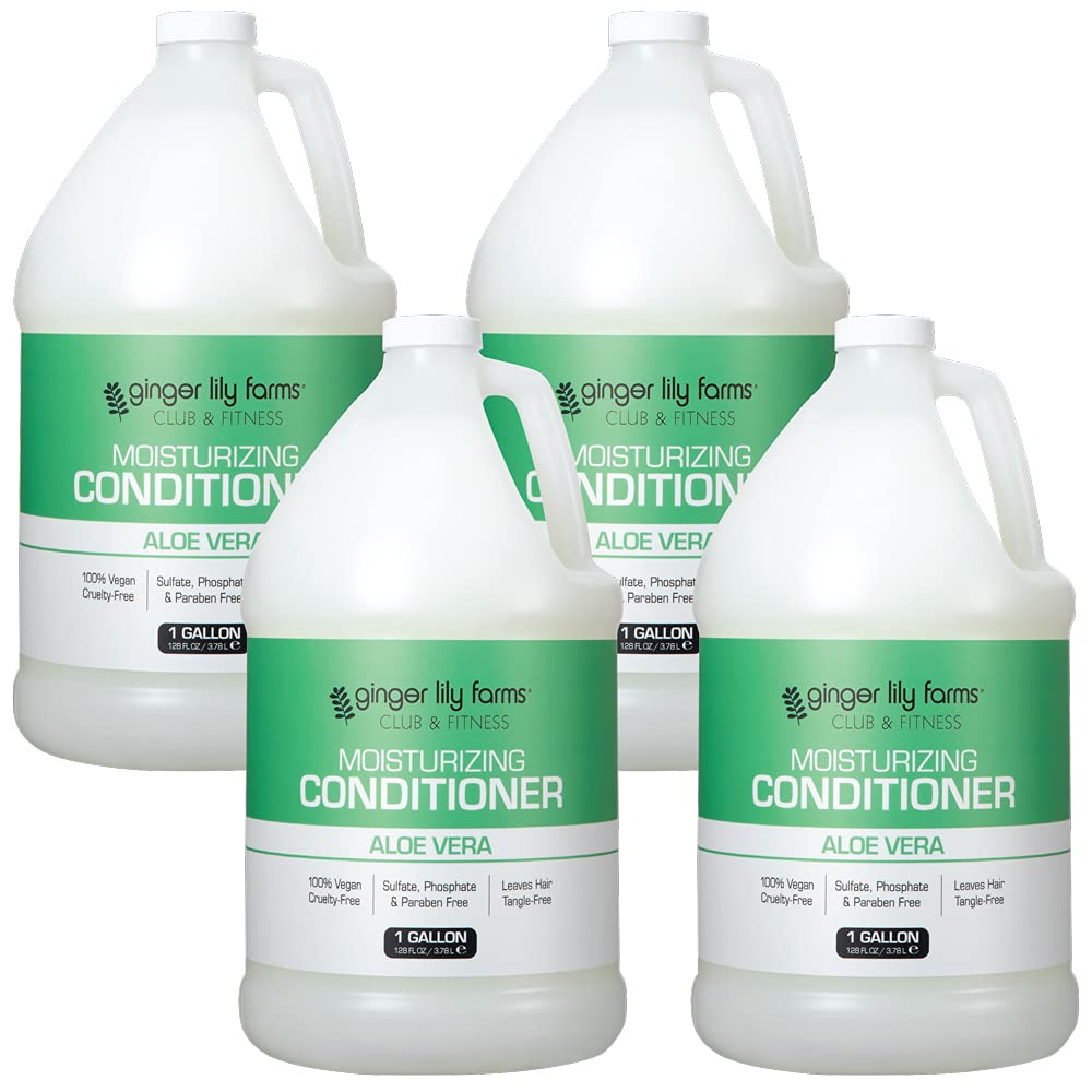 Acondicionador Ginger Lily Farms Club y Fitness, botella visible, hidratación ligera para cabello seco.