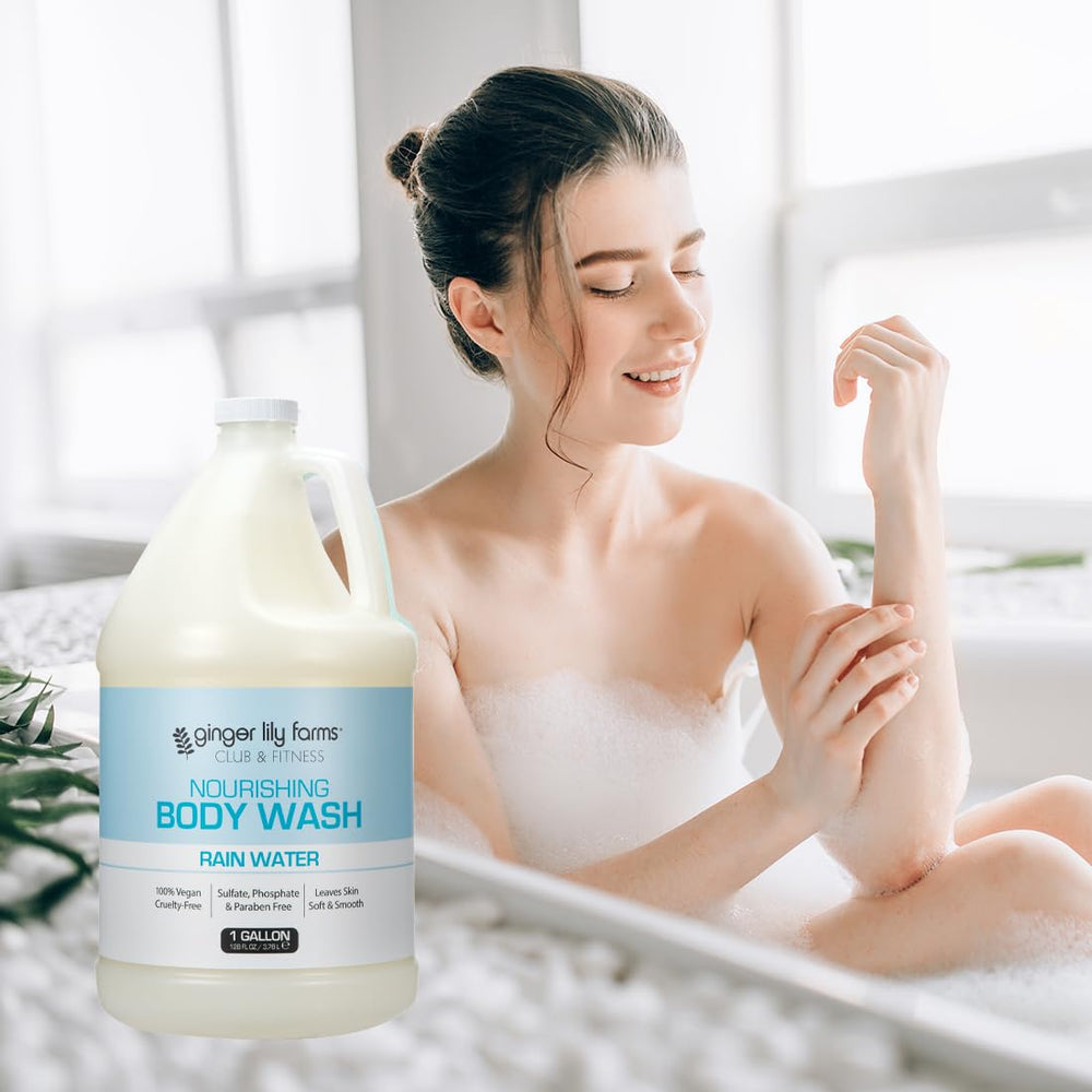 Ginger Lily Farms pump bottle highlights vegan, cruelty-free formula for daily cleansing.