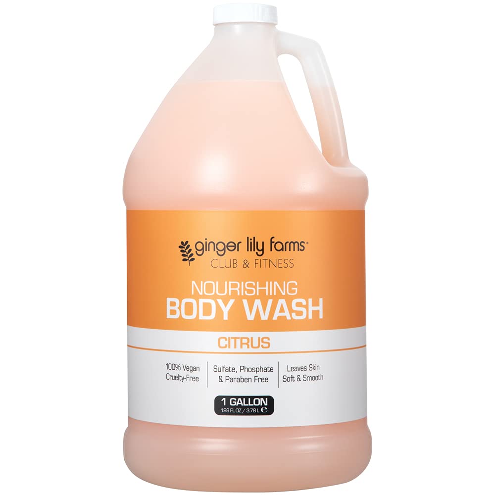Ginger Lily Farms Club and Fitness bottle shows rich lather for hydrating skin