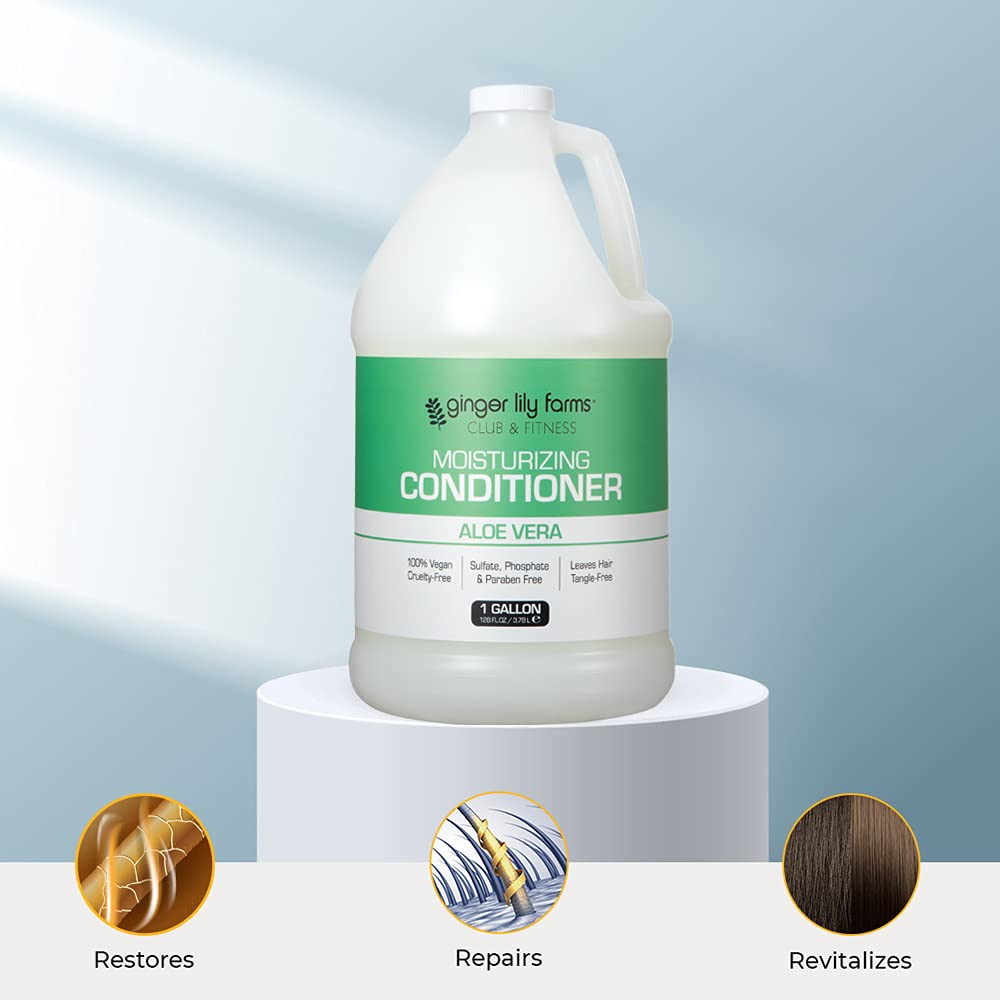 Ginger Lily Farms Club & Fitness conditioner applied on hair reveals soft, silky shine