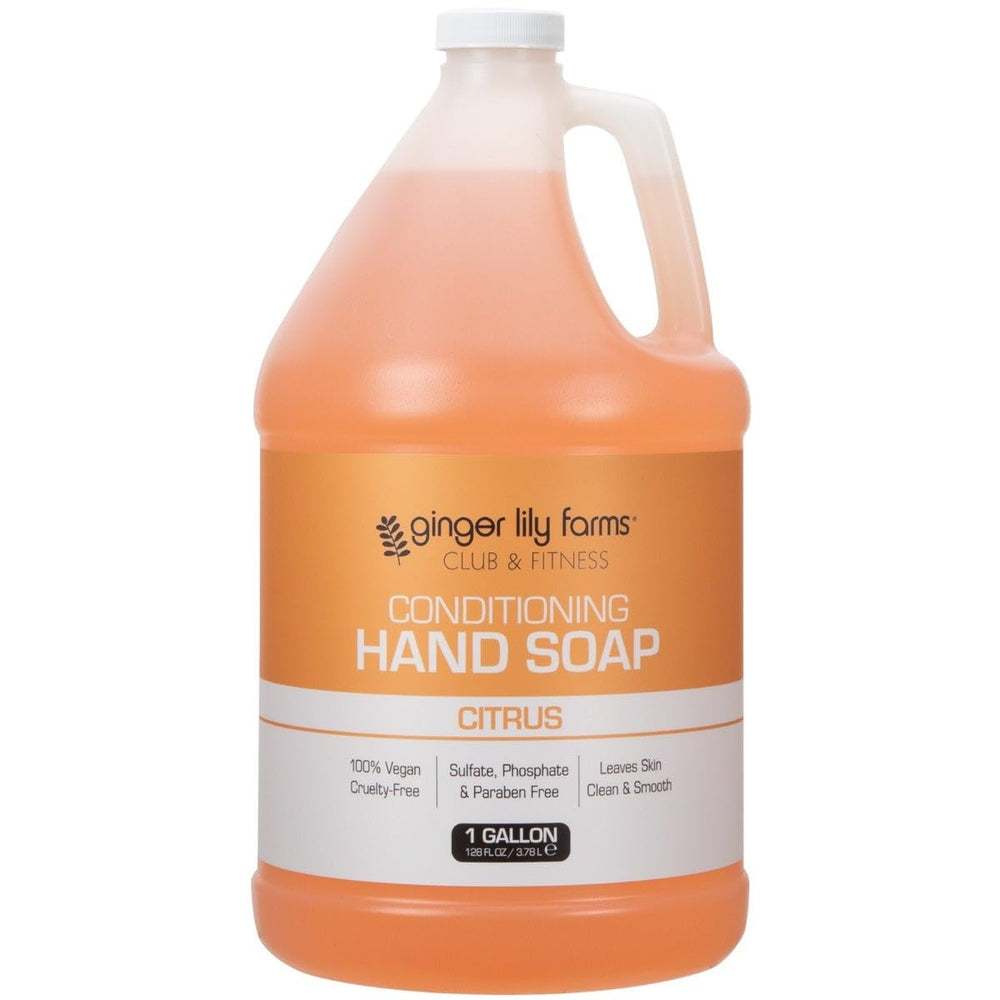 Ginger Lily Farms Club & Fitness Hand Soap refill in a 1-gallon jug for easy, clean refills.
