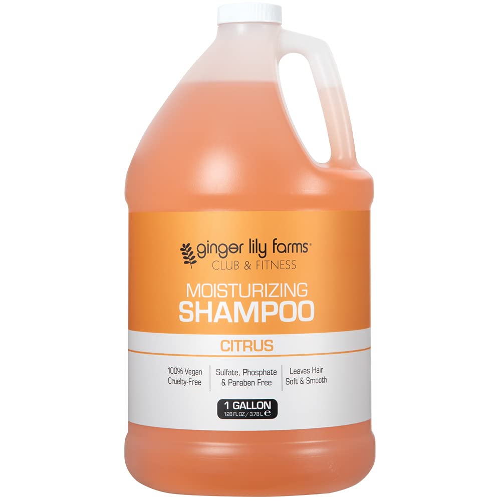 Ginger Lily Farms Club & Fitness shampoo bottle pouring for smooth, hydrated hair