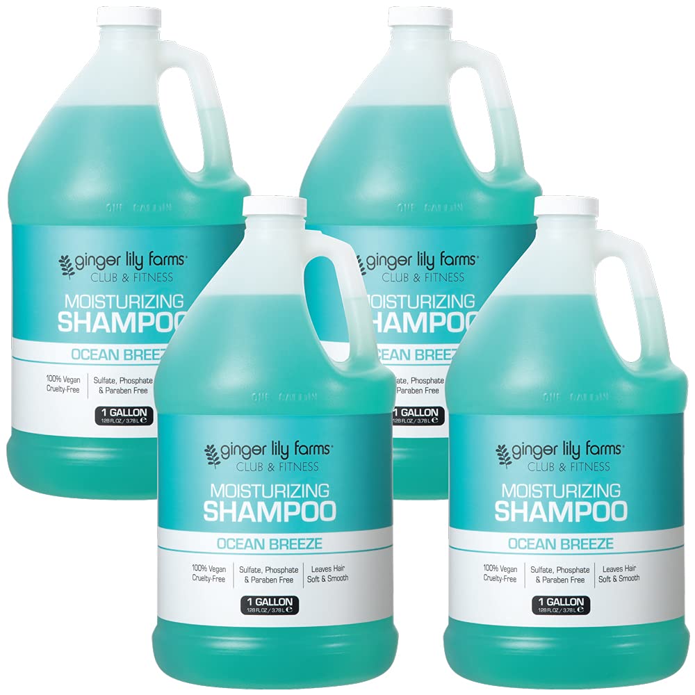 Ginger Lily Farms shampoo bottle shows moisturizing hydration for all hair types.