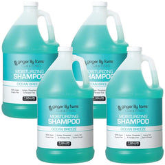 Ginger Lily Farms shampoo bottle shows moisturizing hydration for all hair types.