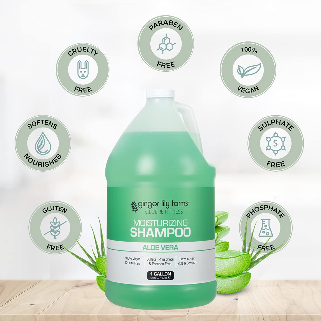 Ginger Lily Farms Club & Fitness creamy lather delivering a refreshing cleanse with aloe vera scent