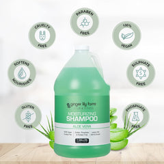 Ginger Lily Farms Club & Fitness creamy lather delivering a refreshing cleanse with aloe vera scent