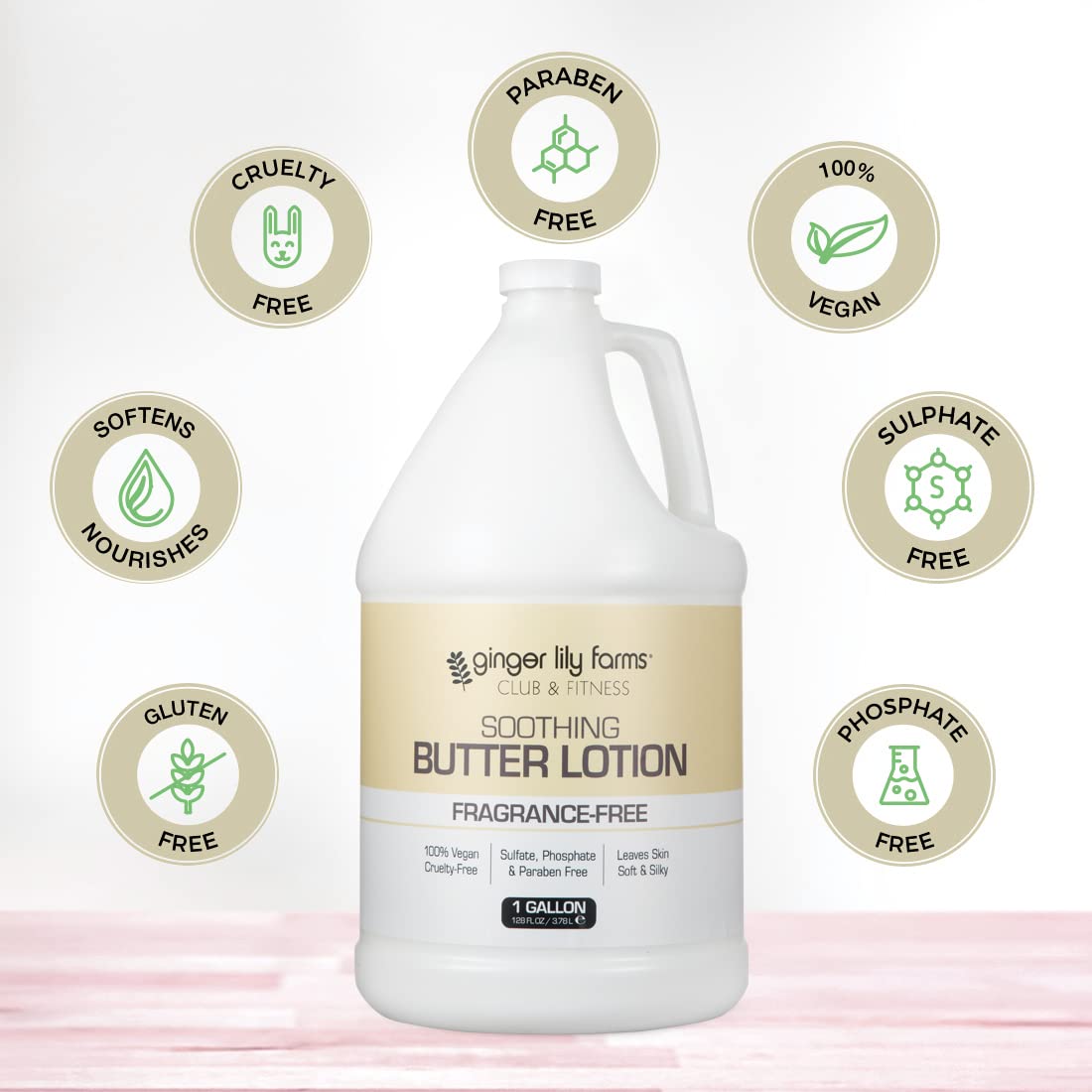 Ginger Lily Farms label close-up highlights vegan, fragrance-free attributes