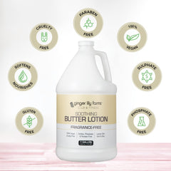 Ginger Lily Farms label close-up highlights vegan, fragrance-free attributes