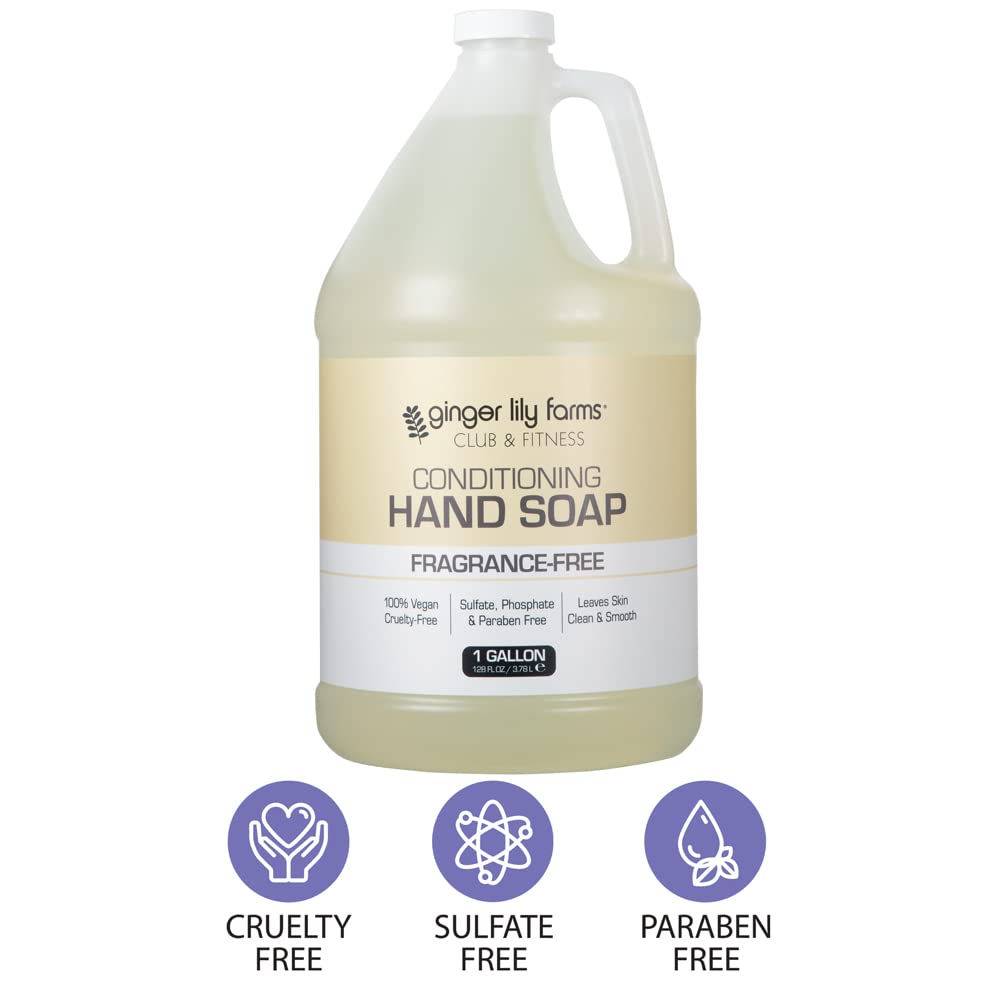 Ginger Lily Farms fragrance-free hand soap lather close-up, gentle cleansing.