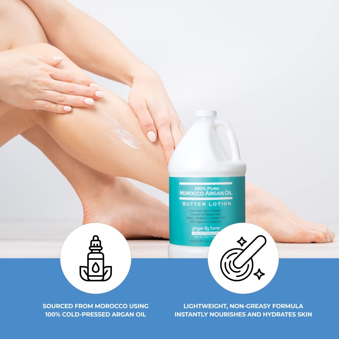 Ginger Lily Farms lotion texture closeup shows non-greasy absorption