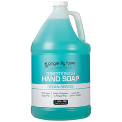 Ginger Lily Farms ocean breeze hand soap bottle showing refreshing daily handwash