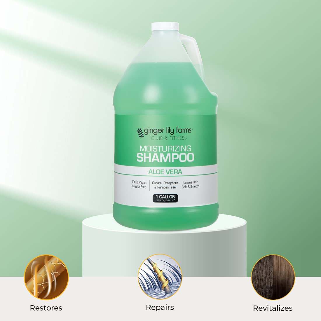 Ginger Lily Farms PETA logo and cruelty free assurance with shampoo bottle