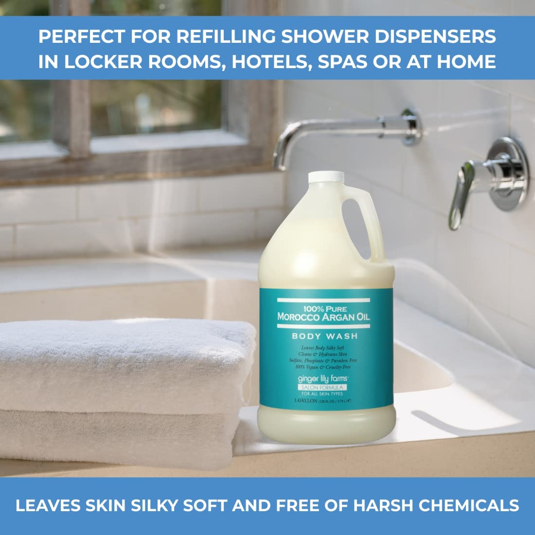 Ginger Lily Farms Argan Oil Body Wash refill gallon for eco-friendly showers