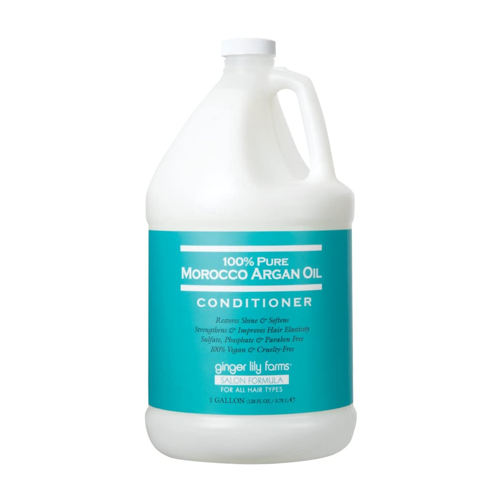 Ginger Lily Farms Salon Formula Argan Oil Conditioner bottle offering weightless hydration for all hair types.