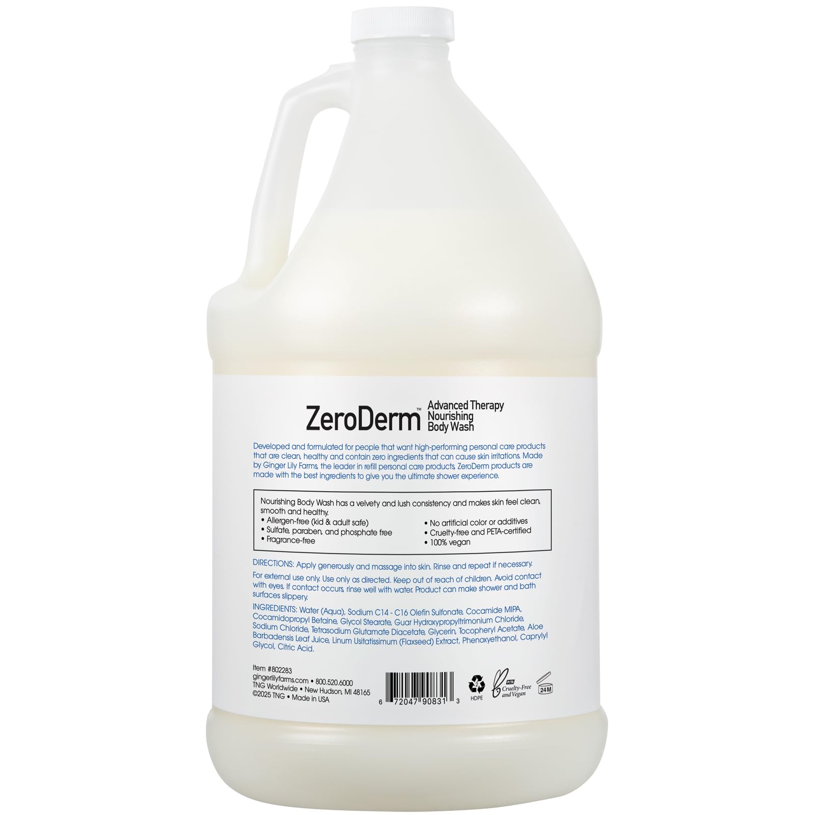 ZeroDerm body wash foamy lather demonstrates rich texture ideal for daily use.