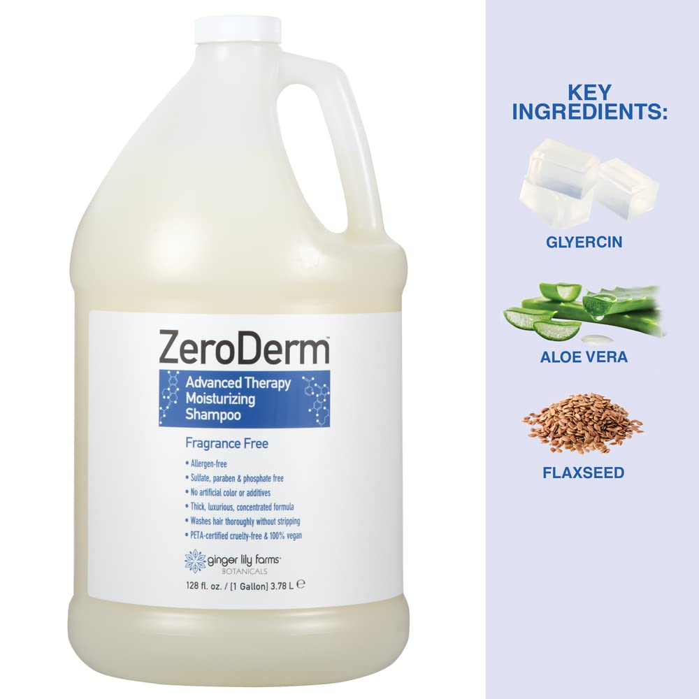 Ginger Lily Farms ZeroDerm shampoo backbar refill setup in a professional space
