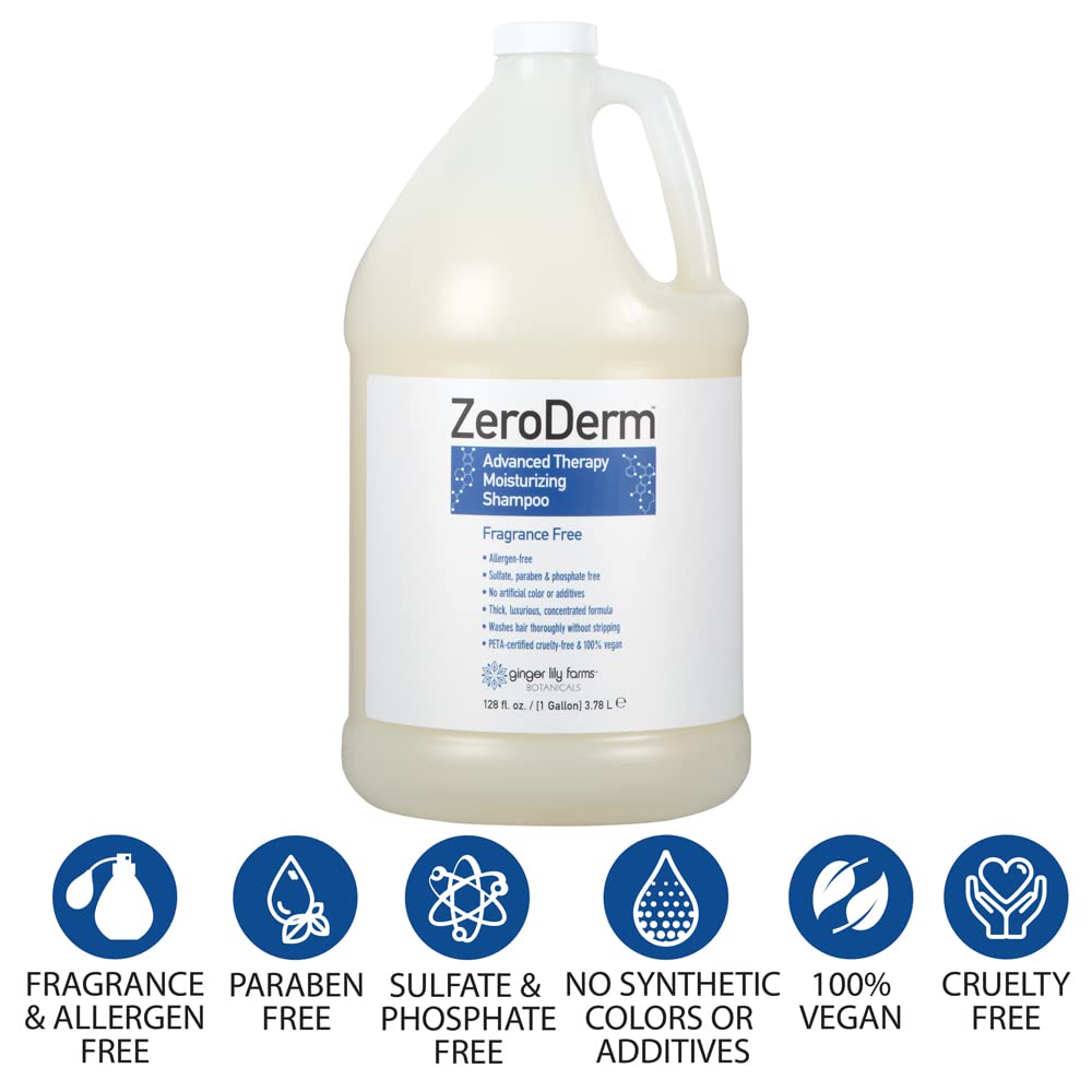 Ginger Lily Farms ZeroDerm shampoo gallon refill pack supports eco-friendly use