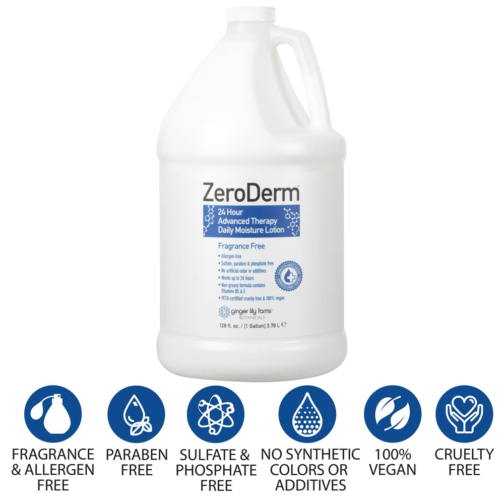 Ginger Lily Farms Zeroderm fragrance-free bottle ideal for sensitive skin.