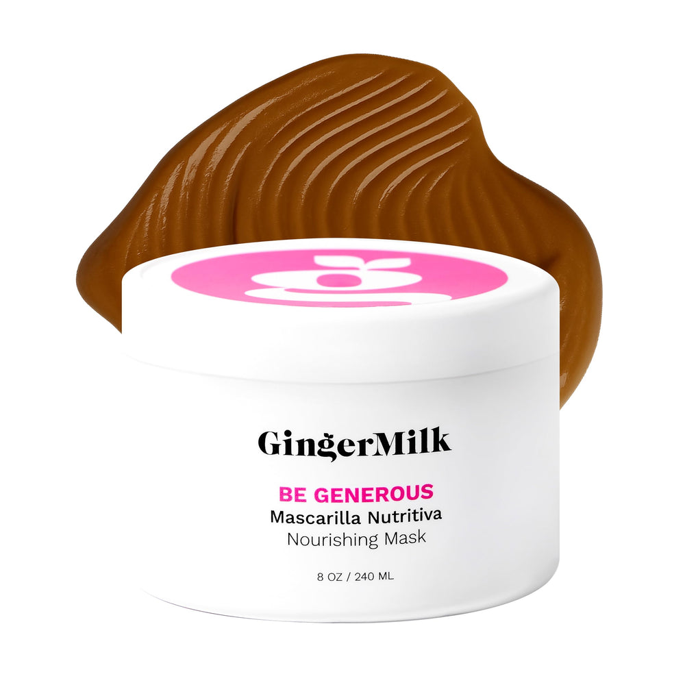 Ginger Milk Deep Repair Hair Mask jar closeup, creamy formula for dry curly hair care