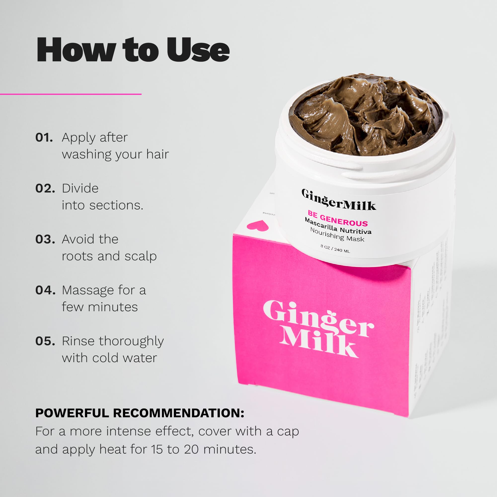 Ginger Milk Deep Repair Hair Mask on dry, frizzy curls before styling