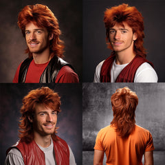 Ginger Mullet Wig side view highlights dramatic silhouette for cosplay.