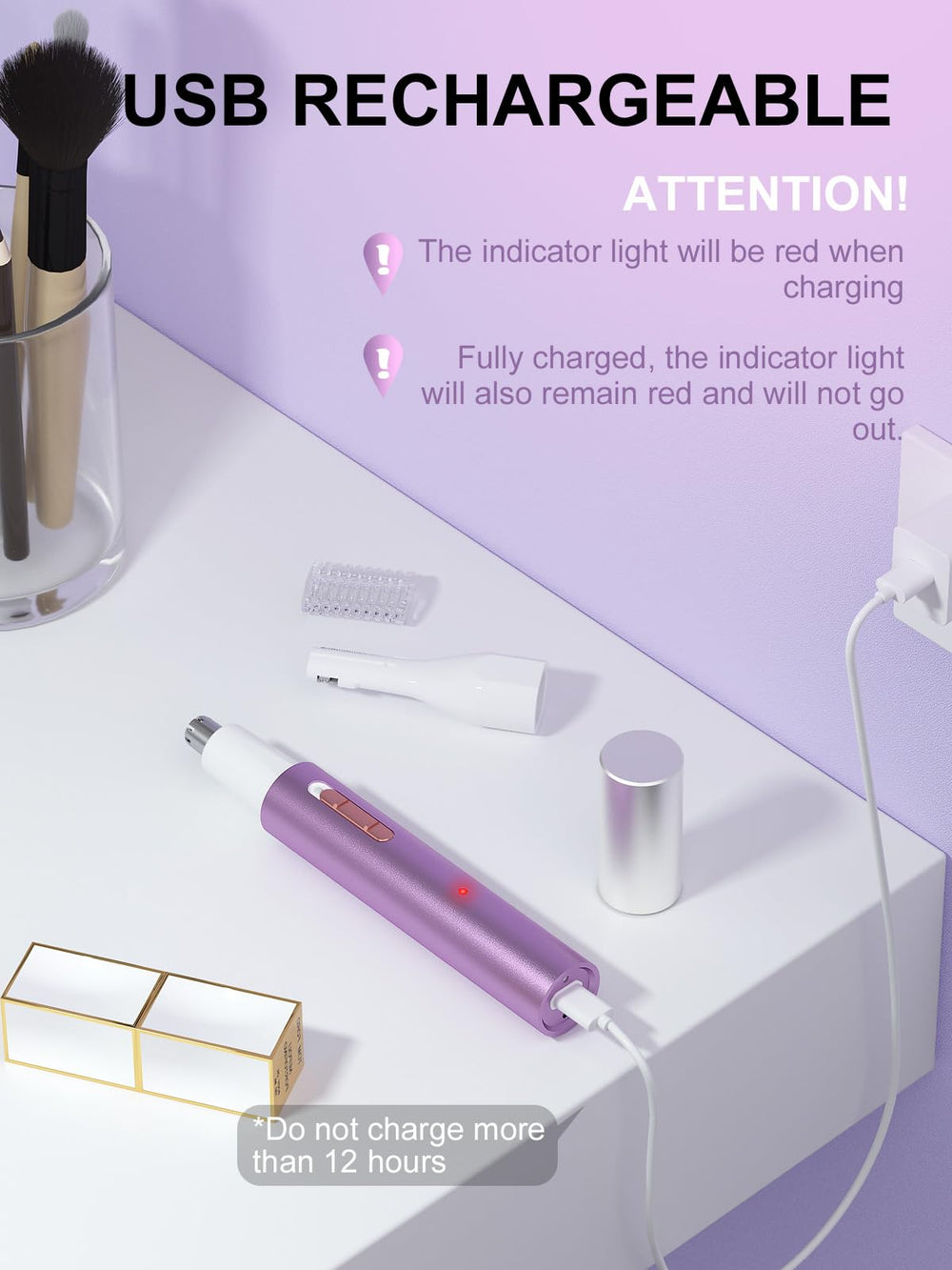 Ginity compact travel trimmer with USB recharge for on-the-go grooming.