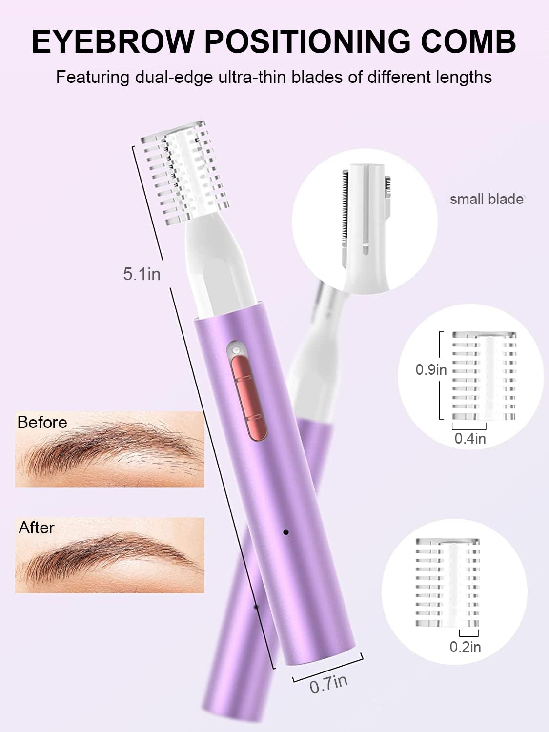 Ginity hypoallergenic stainless steel tip prevents pulling for gentle trimming.