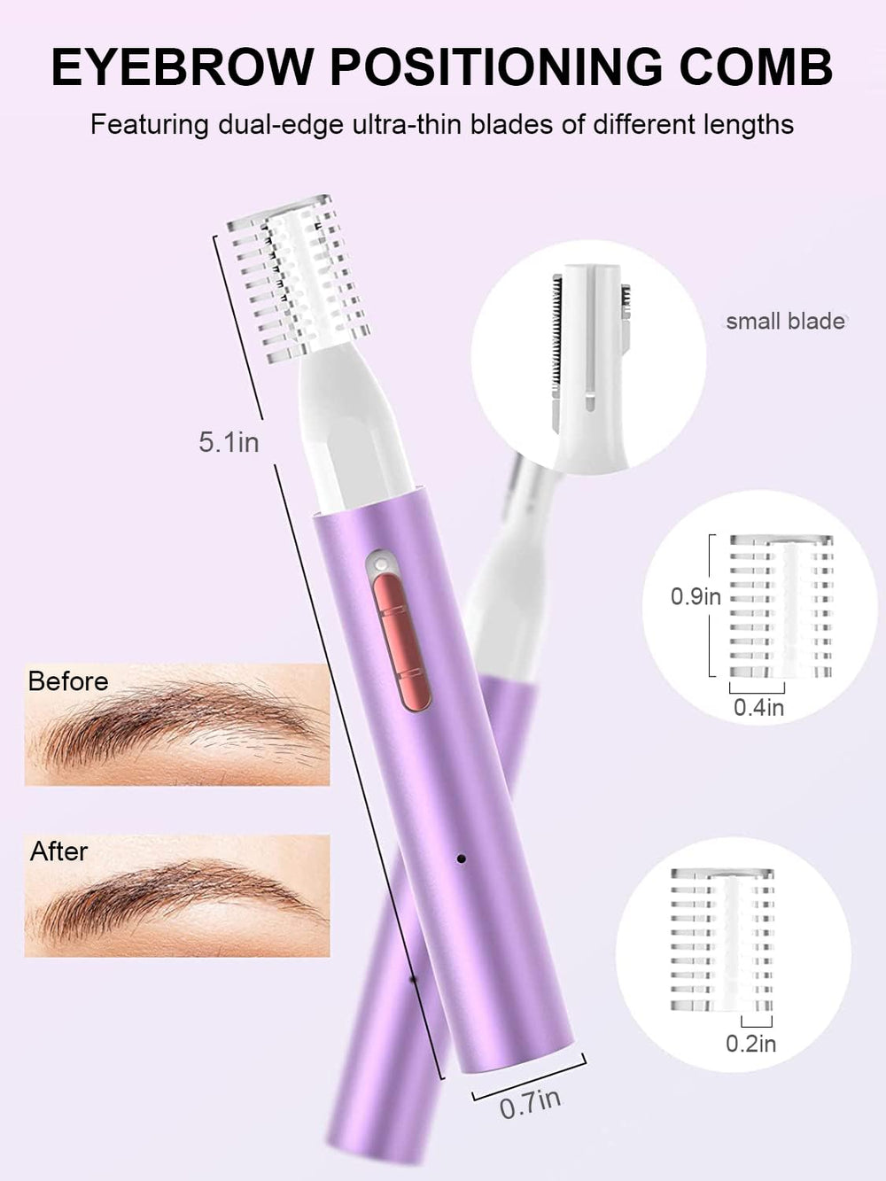 Ginity hypoallergenic stainless steel tip prevents pulling for gentle trimming.