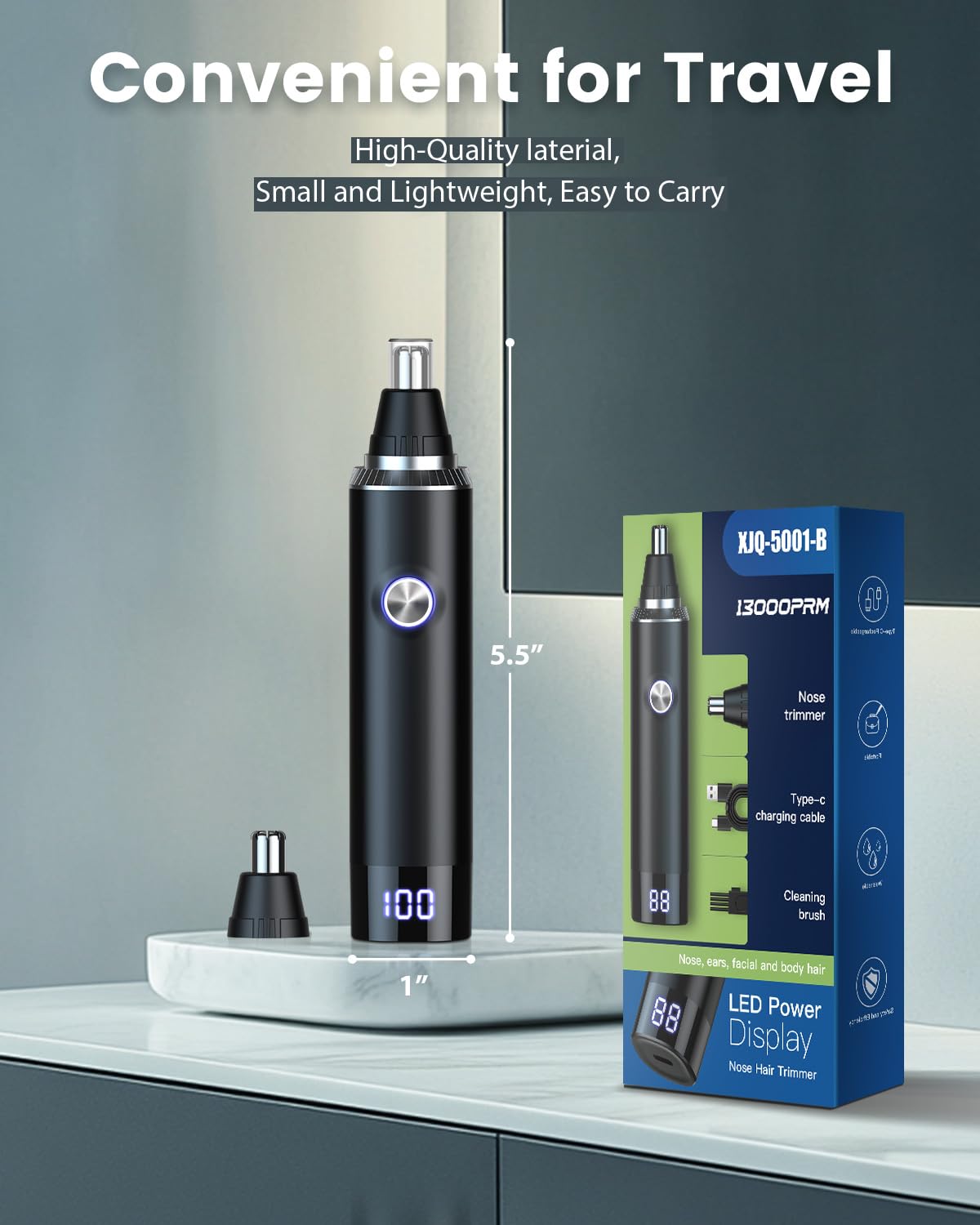 Ginity portable pen design fits in bags for travel grooming.